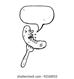 cartoon stabbed sausage with fork