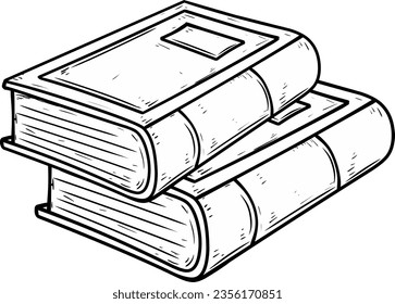 cartoon stack of book isolated on white