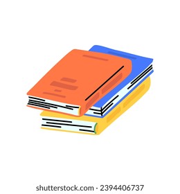 Cartoon Stack Different Color Books Concept Flat Design Style Isolated on a White Background. Vector illustration