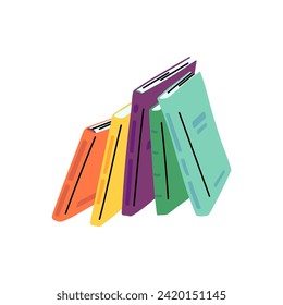 Cartoon Stack Different Color Books for Bookshelf Concept Flat Design Style Isolated on a White Background. Vector illustration