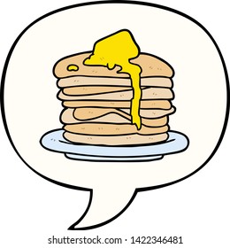 cartoon stack of pancakes with speech bubble