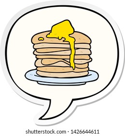 cartoon stack of pancakes with speech bubble sticker