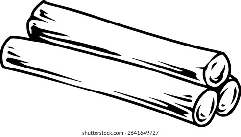 Cartoon Stacked Wooden Logs Illustration