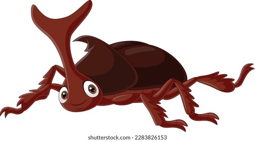 Cartoon stag beetle on white background