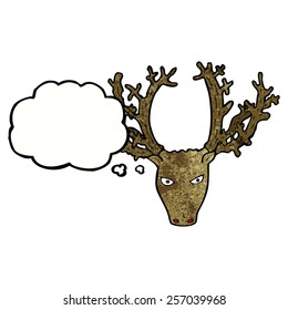cartoon stag head with thought bubble