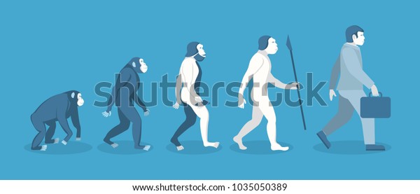 猿からビジネスマンへの人間の進化の漫画のステージ展開コンセプトフラットデザインスタイル プロセス進化人のベクターイラスト のベクター画像素材 ロイヤリティフリー