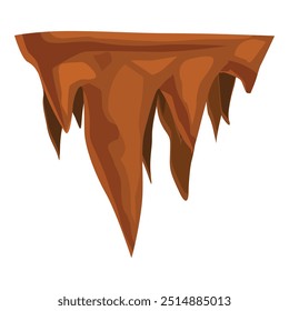 La formación de estalactitas de dibujos animados cuelga del techo de una cueva