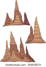 Cartoon stalagmites. Vector clip art illustration with simple gradients. Each group on a separate layer.