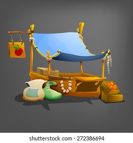 Cartoon stall. Vector illustration. 