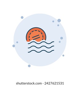 Cartoon stamp vector illustration. Postal stamp on bubbles background. Post sign concept.