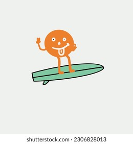 Cartoon stand up on the surfboard,vector art