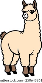 Cartoon of a standing brown llama