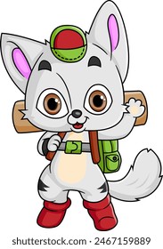 Cartoon Standing cat with Backpack of illustration