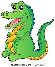 Cartoon standing crocodile - vector illustration.