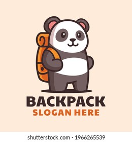 Cartoon Standing Panda with Backpack