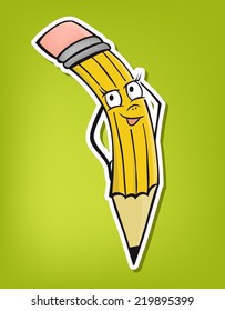 Cartoon standing pencil - cute illustration (vector)
