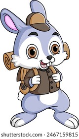 Cartoon Standing rabbit with Backpack of illustration