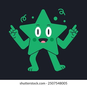 Cartoon star character. Geometric comic mascot for math school learning, star shape with funny emotion flat vector illustration. Cute star mascot with cute face