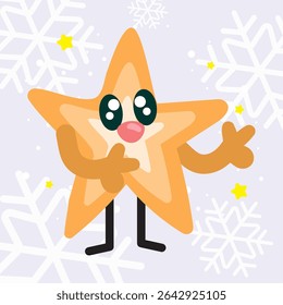 Cartoon star character smiling. Vector illustration