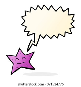 personaje de estrella de caricatura con burbuja de habla