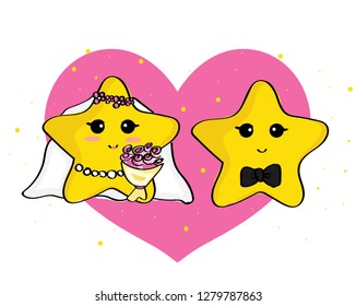 Cartoon star character wedding lover vector illustration