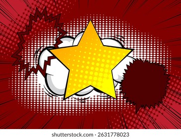 Cartoon Star, comic book award. Retro vector comics pop art design.