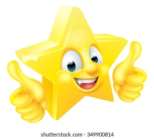 Cartoon Star Emoji Emoticon Mascot Character Giving Thumbs Up