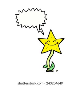 flor de estrella de caricatura con burbuja de habla