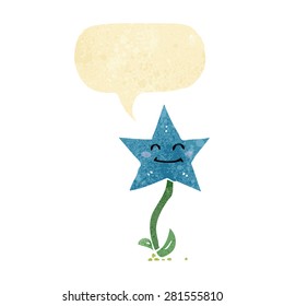 cartoon star flower with speech bubble