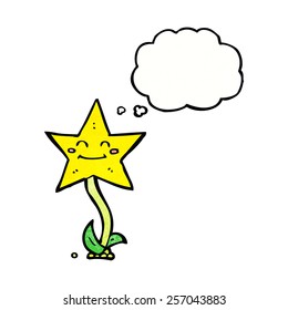 cartoon star flower with thought bubble