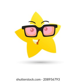cartoon star with glasses
