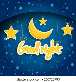 Cartoon Star Moon Wishing Good Night Stock Vector (Royalty Free) 260713793