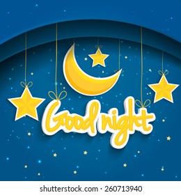 Cartoon star and moon wishing good night. Vector background EPS10.