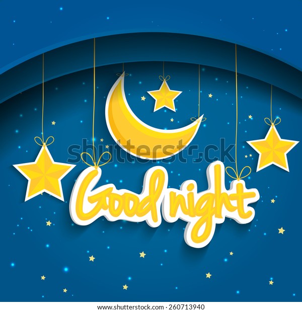 Cartoon Star Moon Wishing Good Night Stock Vector (Royalty Free) 260713940