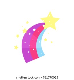 Cartoon star with rainbow tail vector Illustration