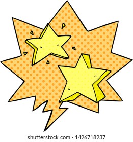 cartoon star with speech bubble in comic book style