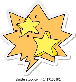 estrella de caricatura con pegatina de burbuja de habla
