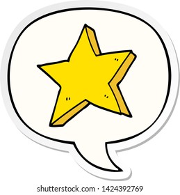 estrella de caricatura con pegatina de burbuja de habla
