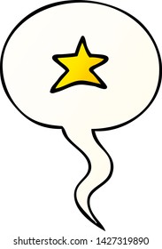 Cartoon-Sternsymbol mit Sprachblase im Stil eines glatten Farbverlaufs