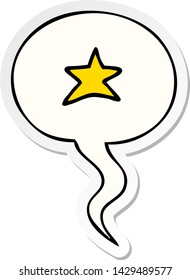 símbolo de estrella de dibujos animados con pegatina de burbujas de voz