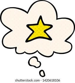 cartoon star symbol with thought bubble in comic book style