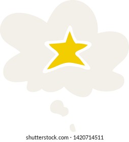 cartoon star symbol with thought bubble in retro style
