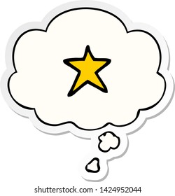 Cartoon-Sternsymbol mit Denkblase als Druckaufkleber