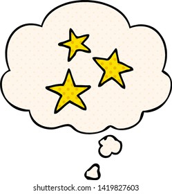 cartoon star symbols with thought bubble in comic book style