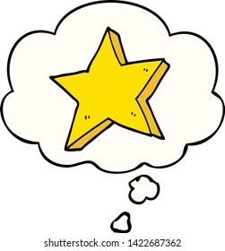 estrella de caricatura con burbuja de pensamiento