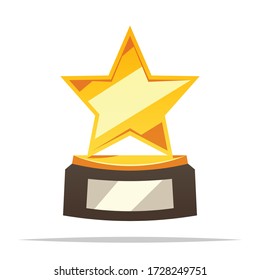 Cartoon star trophy vector isolated illustration
