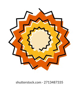 Estrella de la historieta con los rayos del zig zag en naranja vibrante y amarillo, irradiando la energía y el impacto para las etiquetas de la venta, las promociones, los efectos cómicos, las notificaciones, y las imágenes de la sorpresa