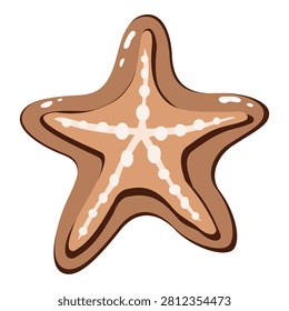 Cartoon starfish isolated on white background. Hand drawn style. Beige brown color. Design for fabric, wallpaper, wrapping paper, and coastal decor. Vector illustration