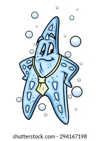 Cartoon Starfish with Necktie