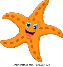 Cartoon starfish on white background